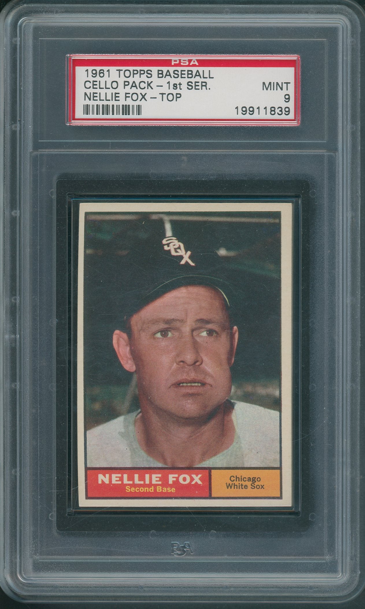 1961 Topps Baseball Unopened 1st Series Cello Pack PSA 9 Fox Top *1839