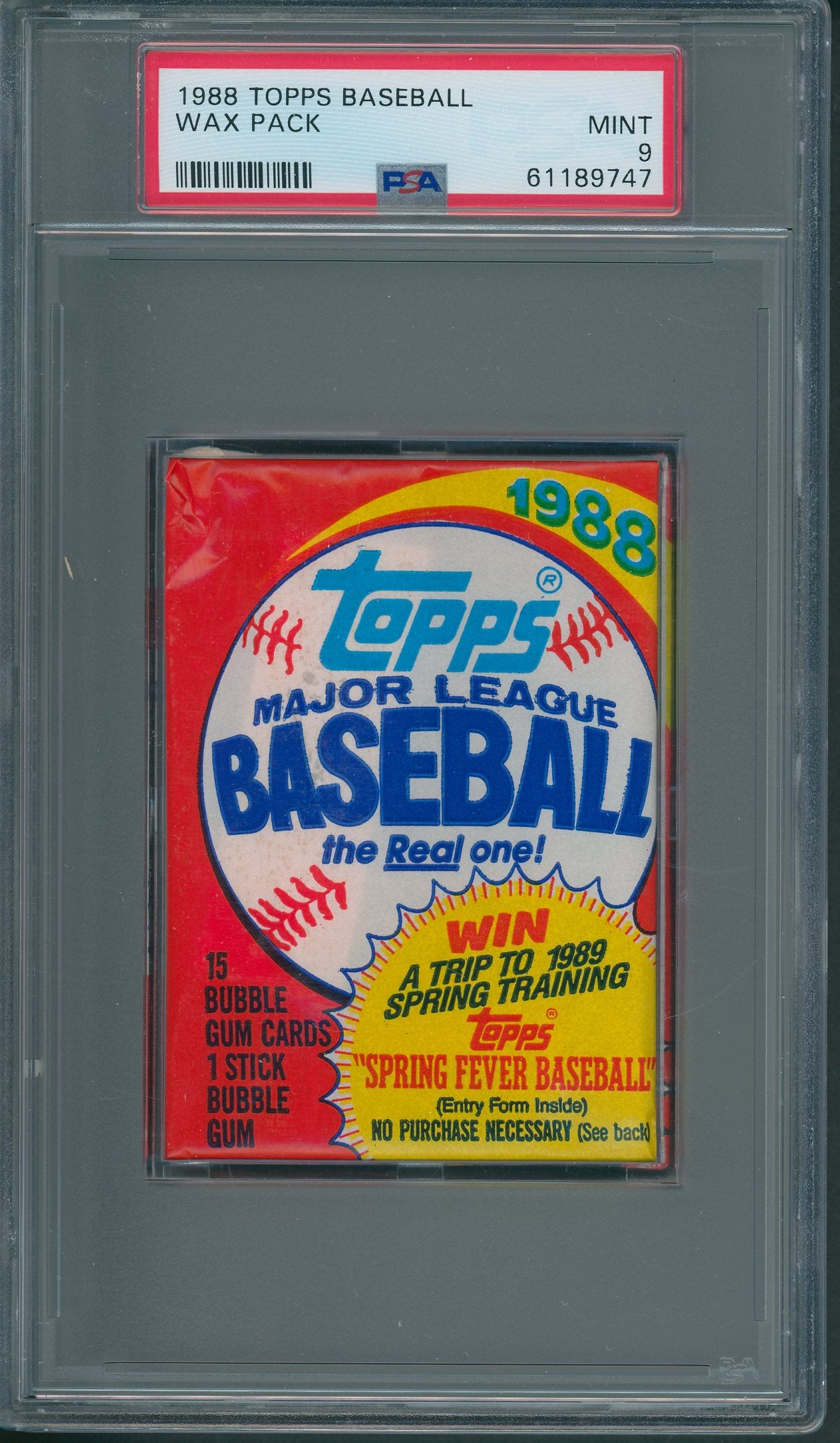 1988 Topps Baseball Unopened Wax Pack PSA 9