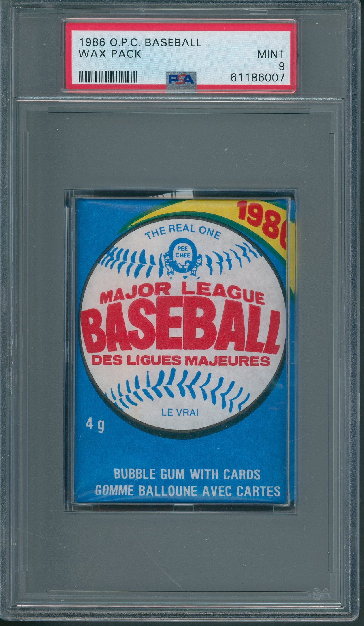 1986 OPC O-Pee-Chee Baseball Unopened Wax Pack PSA 9