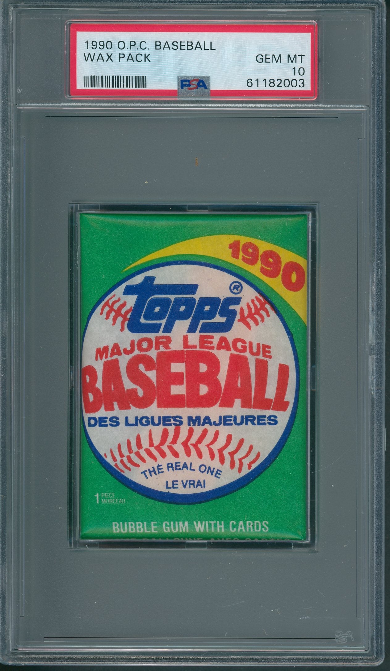 1990 OPC O-Pee-Chee Baseball Unopened Wax Pack PSA 10
