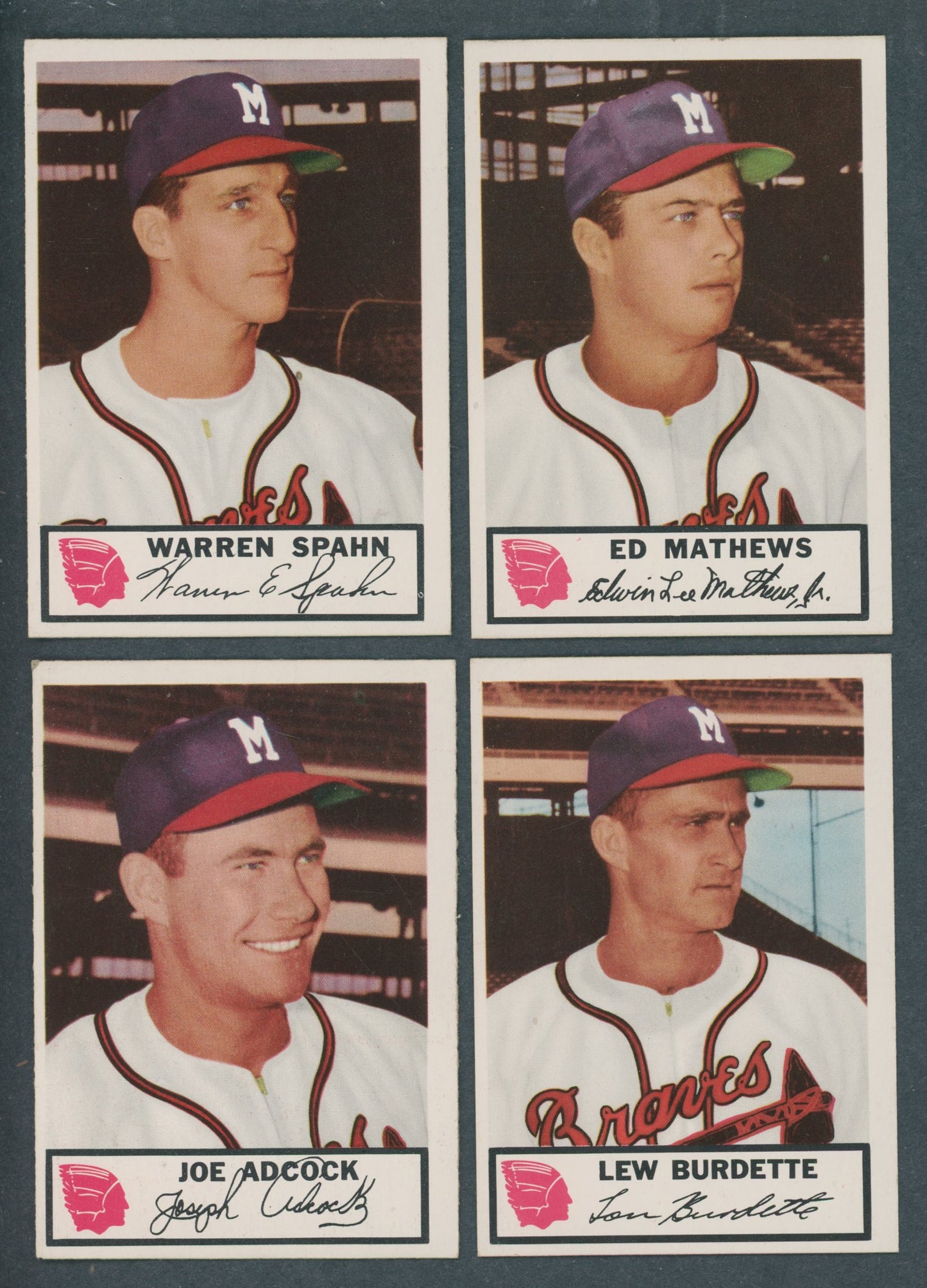 1953 Johnston Cookies Baseball Milwaukee Braves Complete Set EX/MT NM