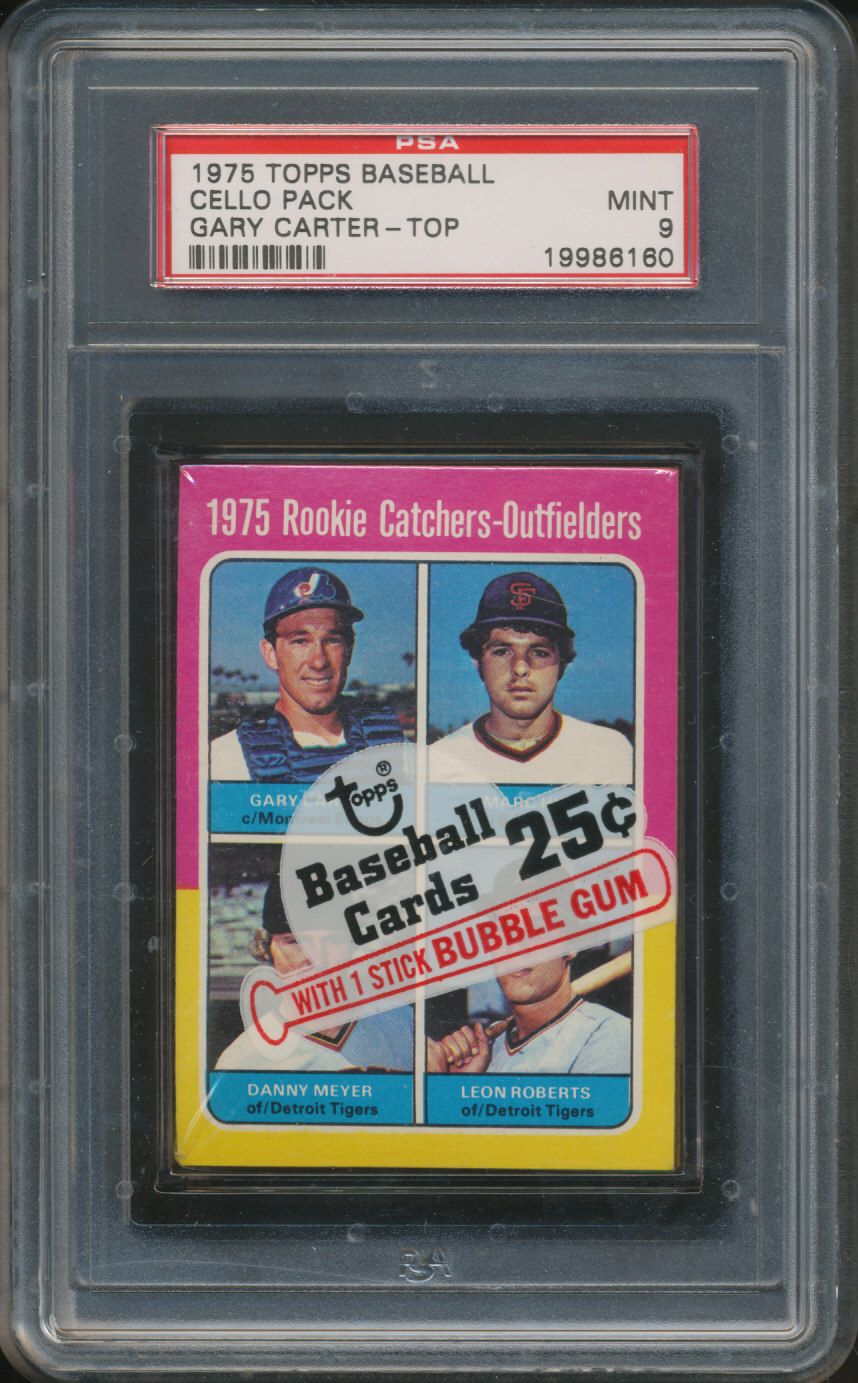 1975 Topps Baseball Unopened Cello Pack PSA 9 Carter RC Top