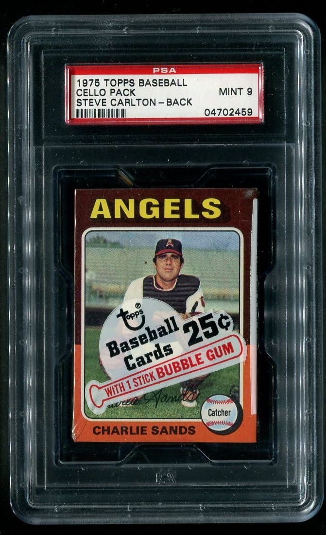 1975 Topps Baseball Unopened Cello Pack PSA 9 Carlton Back