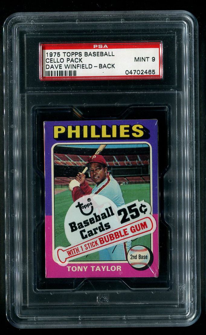 1975 Topps Baseball Unopened Cello Pack PSA 9 Winfield Back