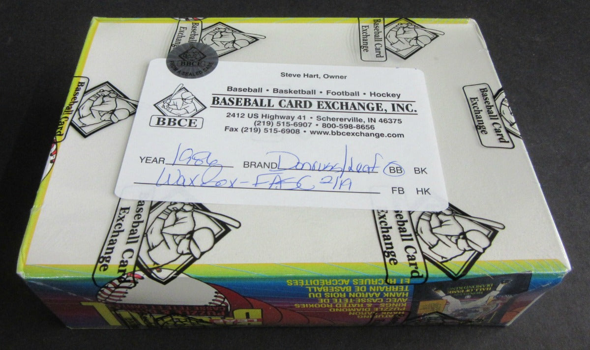 1986 Donruss Leaf Baseball Unopened Wax Box (FASC)