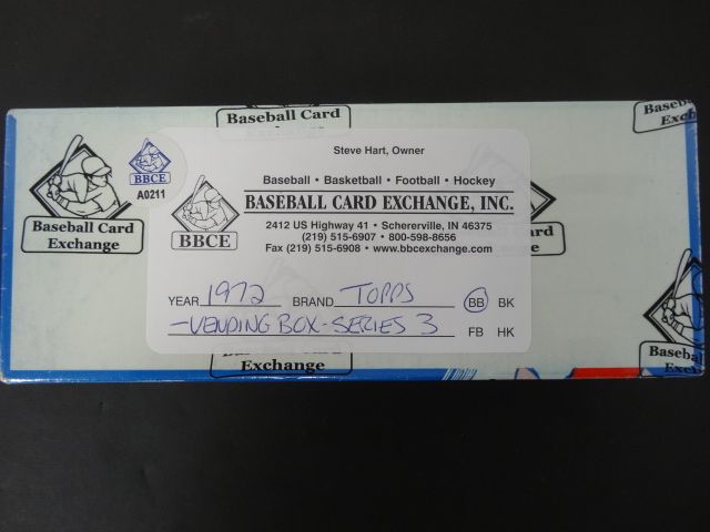 1972 Topps Baseball Series 3 Unopened Vending Box