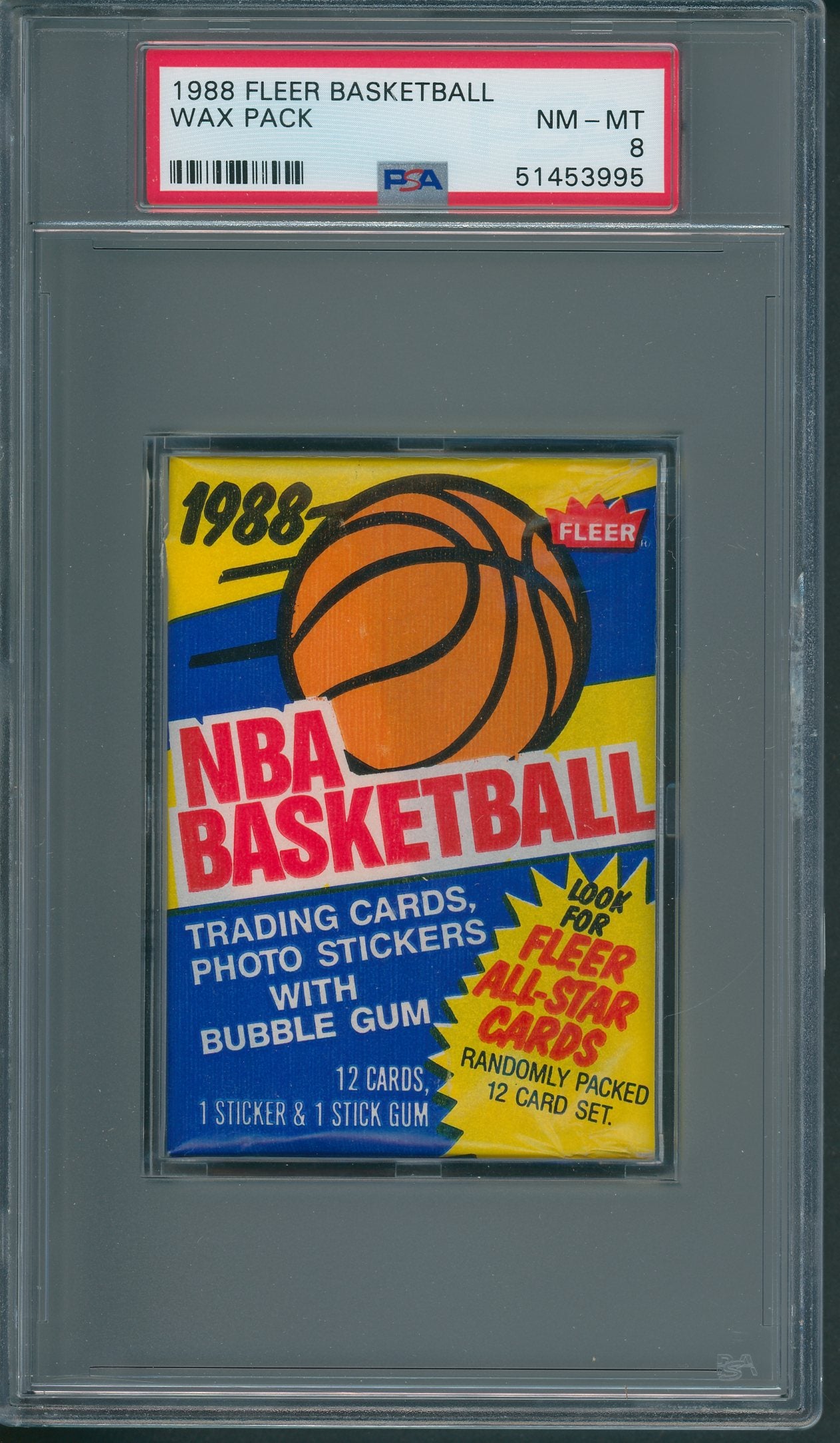 1988 1988/89 Fleer Basketball Unopened Wax Pack PSA 8
