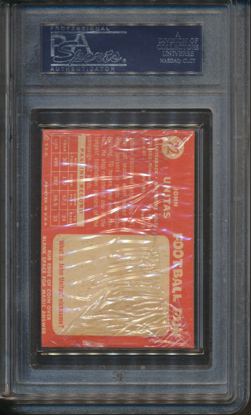 1958 Topps Football Unopened Cello Pack PSA 6 Unitas Back