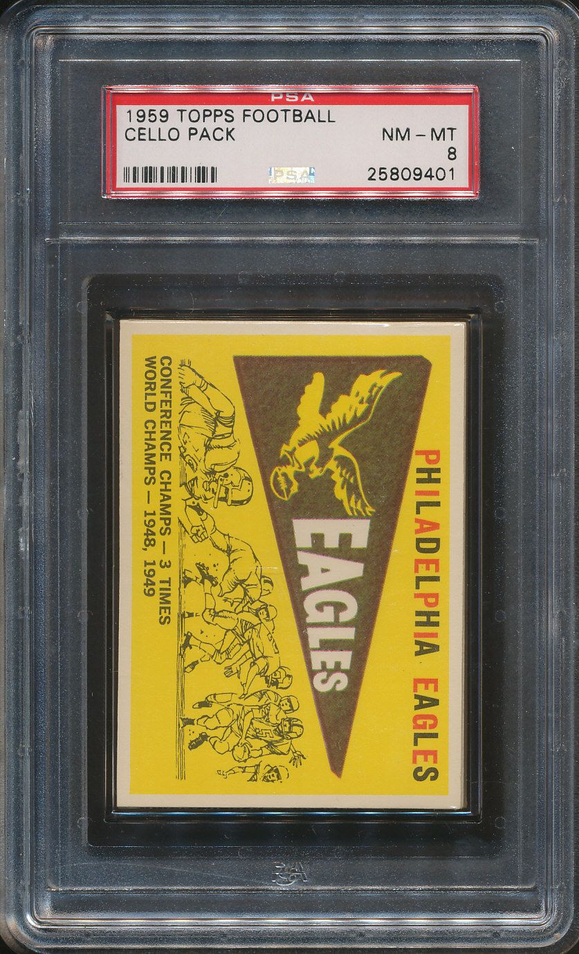 1959 Topps Football Unopened Cello Pack PSA 8