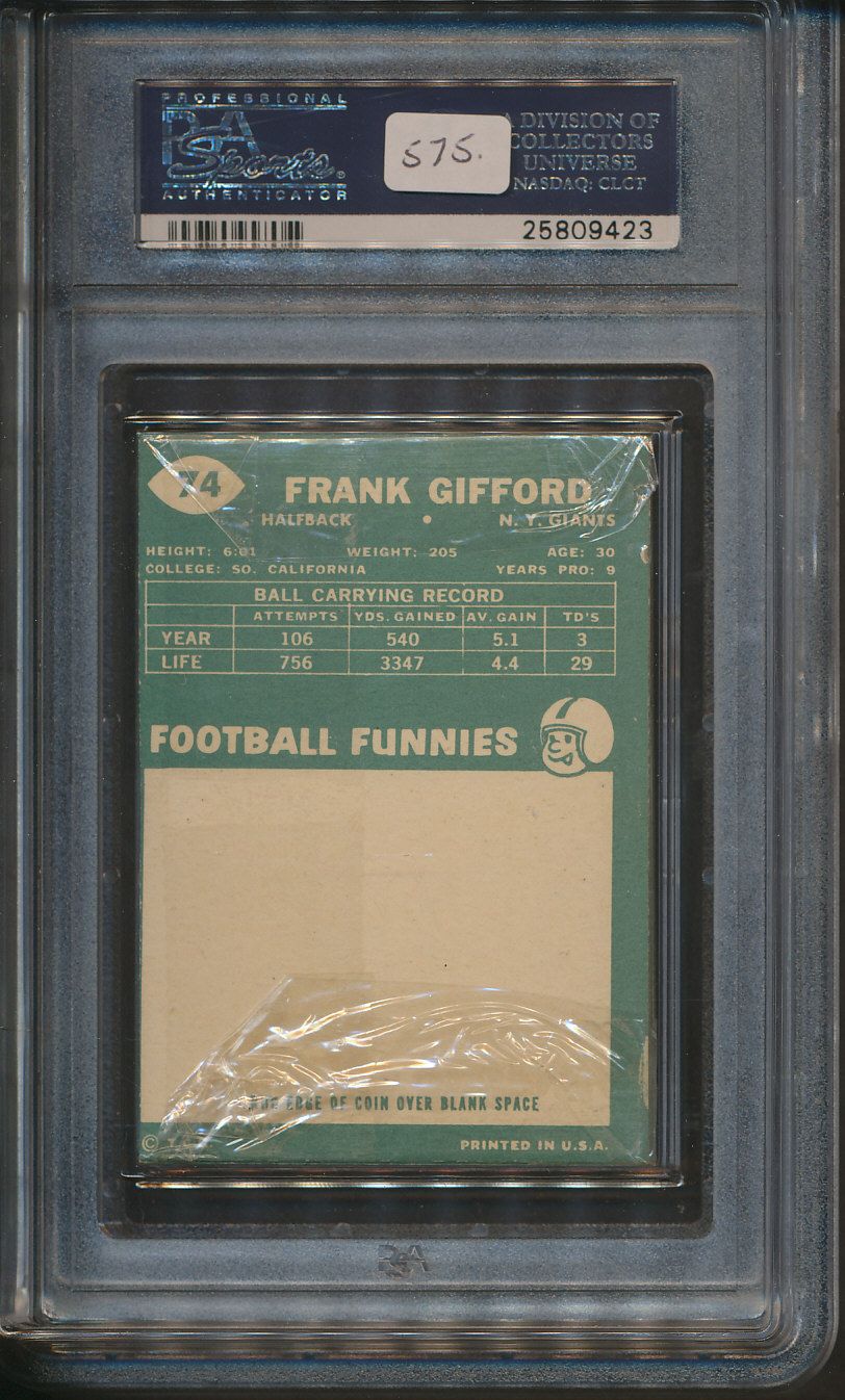 1960 Topps Football Unopened Cello Pack PSA 7 Gifford Back