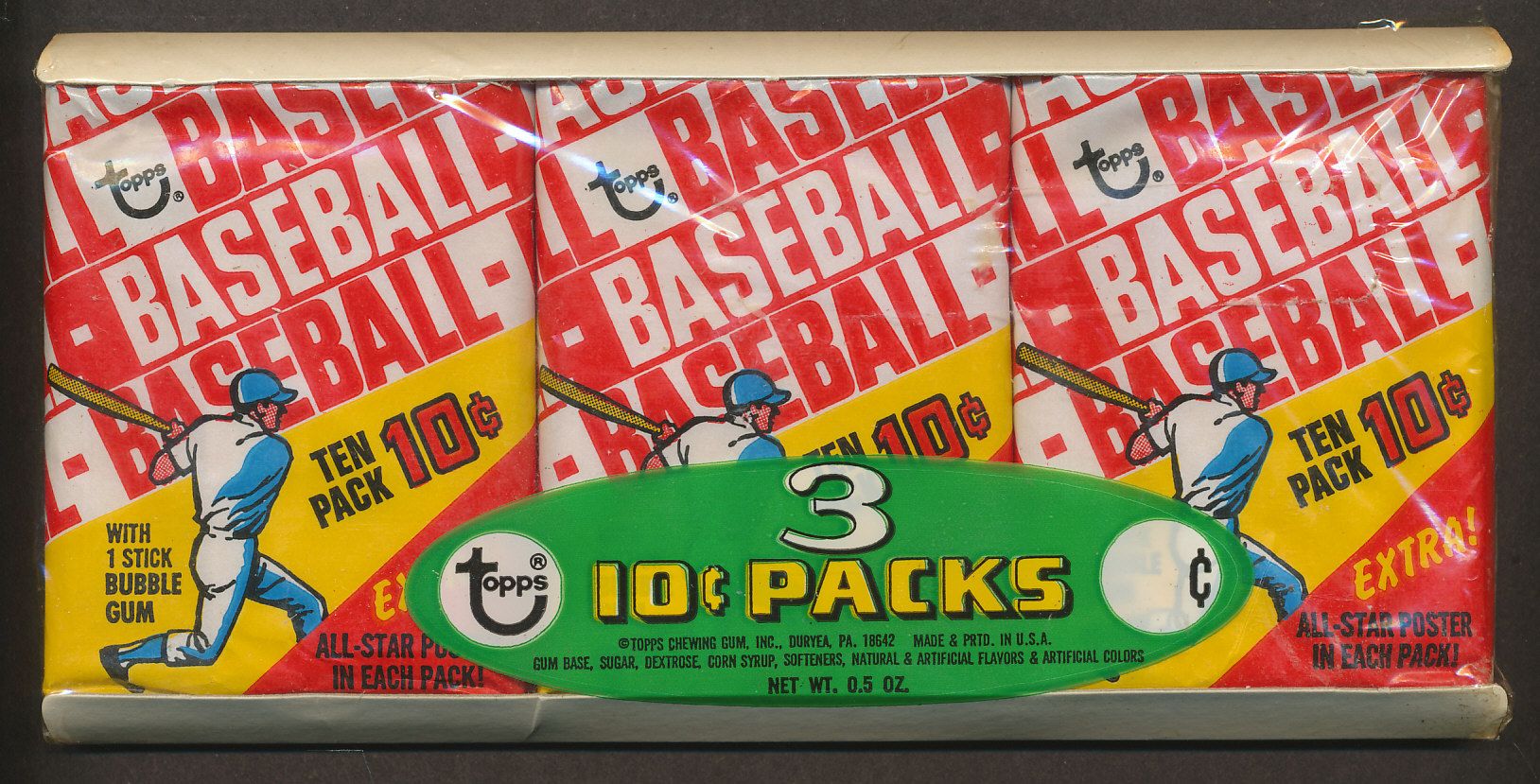 1970 Topps Baseball Unopened Wax Pack Tray