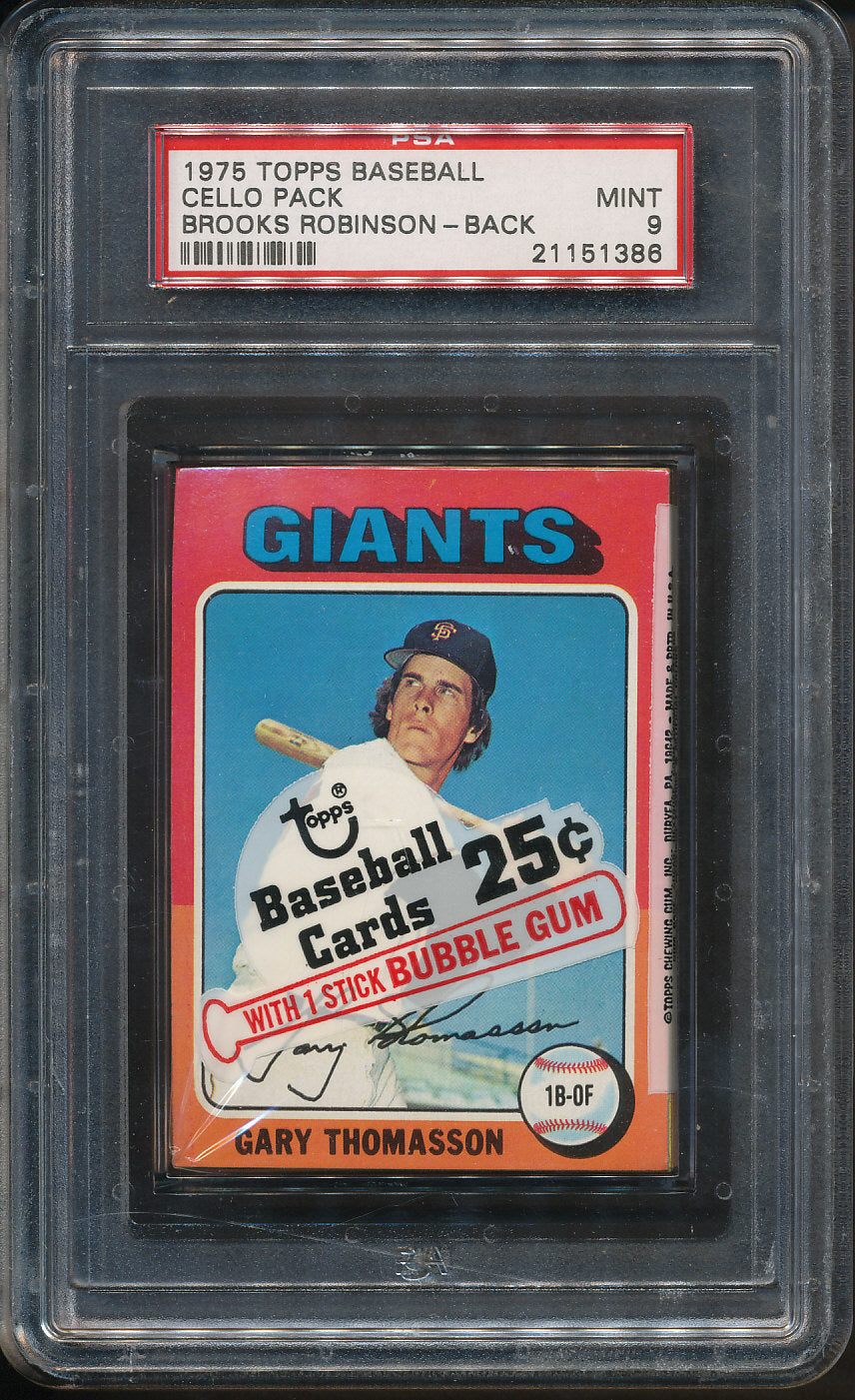 1975 Topps Baseball Unopened Cello Pack PSA 9 Robinson Back
