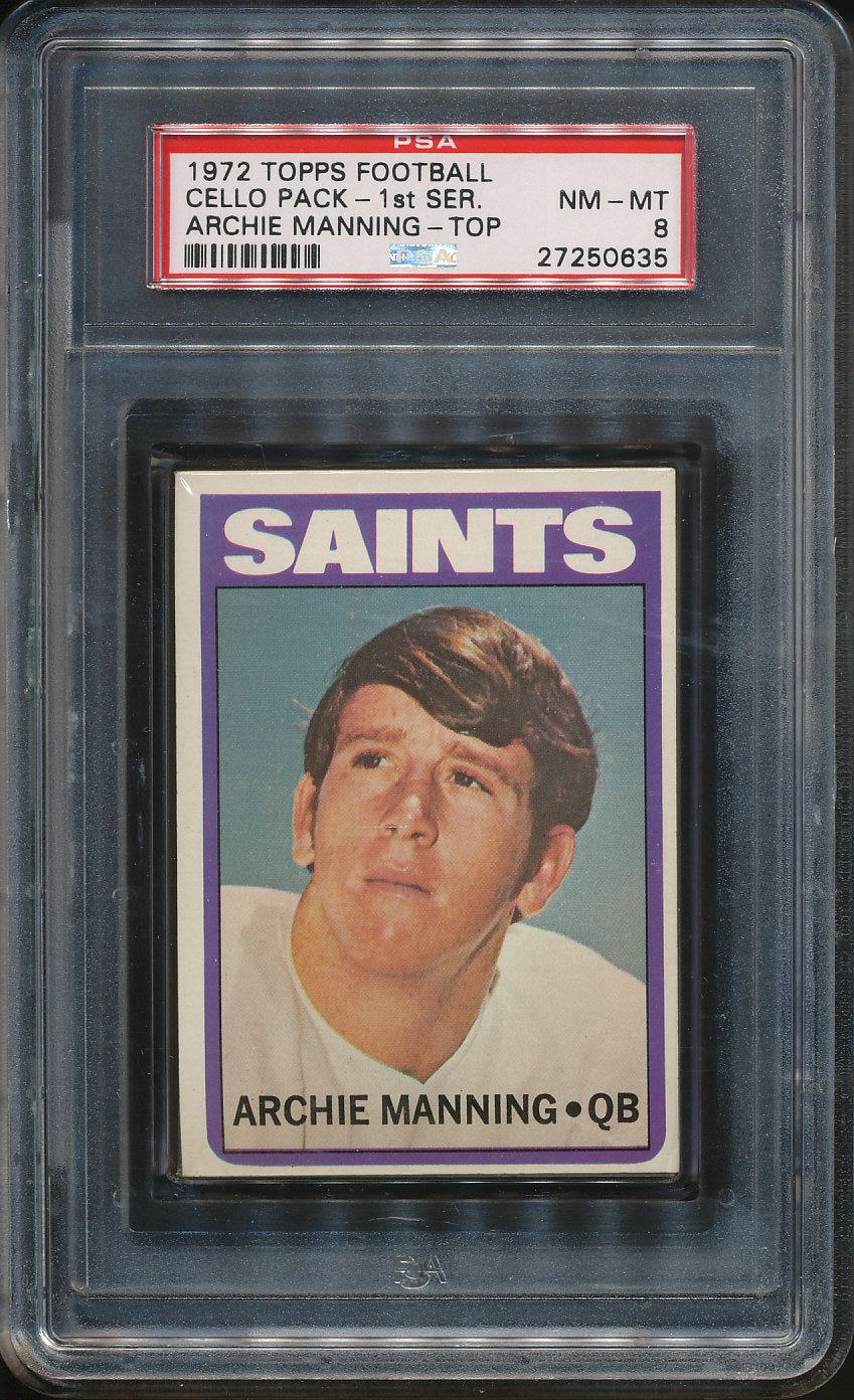 1972 Topps Football Unopened 1st Series Cello Pack PSA 8