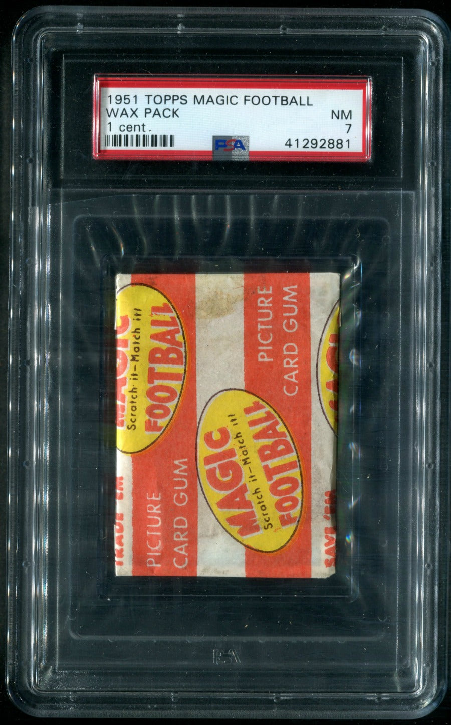 1951 Topps Magic Football Unopened 1 Cent Wax Pack PSA 7