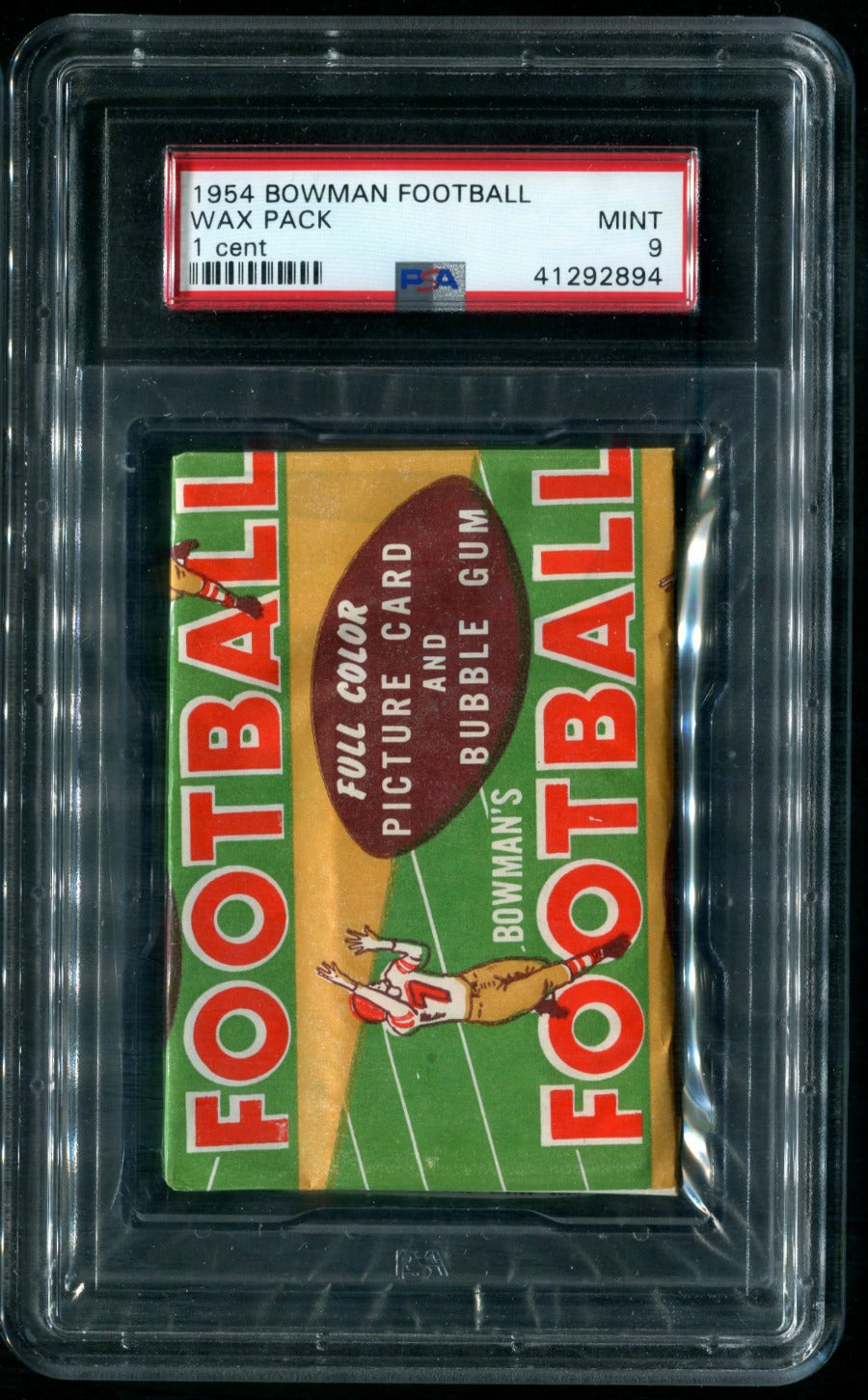 1954 Bowman Football Unopened 1 Cent Wax Pack PSA 9