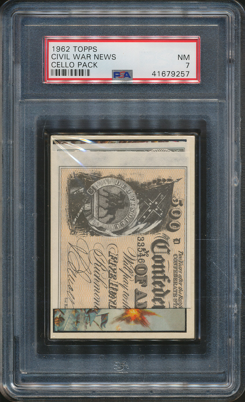 1962 Topps Civil War News Unopened Cello Pack PSA 7