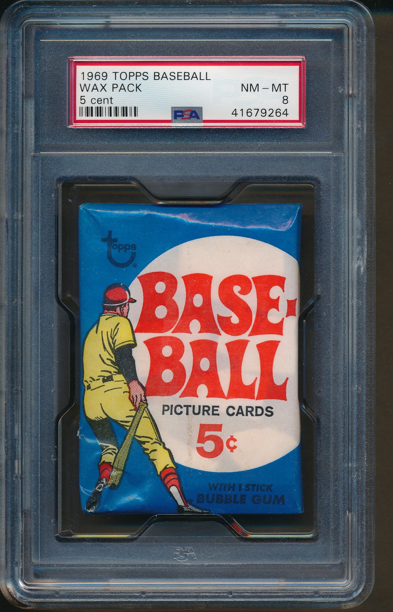 1969 Topps Baseball 5 Cent Wax Pack PSA 8
