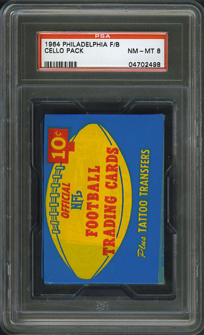 1964 Philadelphia Football Unopened Cello Pack PSA 8 Olsen Back