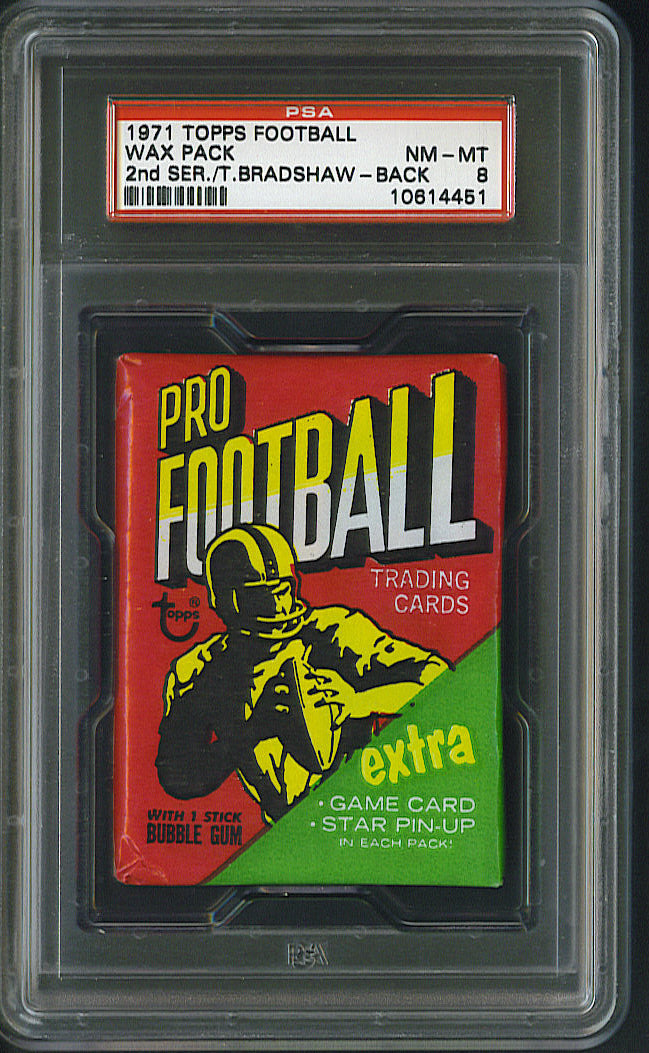 1971 Topps Football Unopened Wax Pack PSA 8 Bradshaw Back