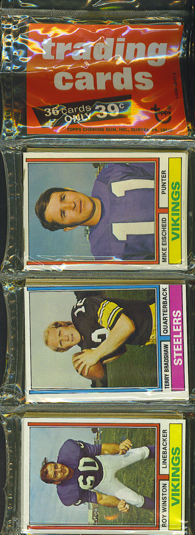 1974 Topps Football Unopened Rack Pack (Bradshaw and Harris)