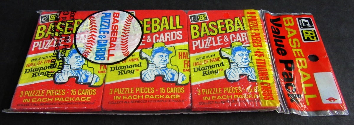1982 Donruss Baseball Unopened Wax Pack Rack Pack (Authenticate)