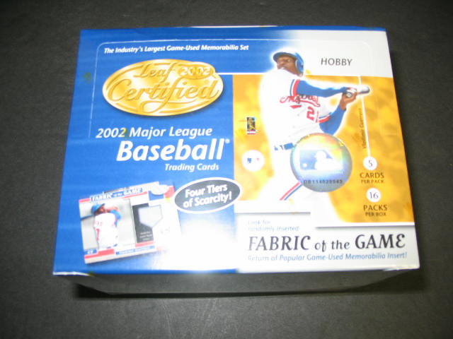 2002 Leaf Certified Materials Baseball Box (Hobby)