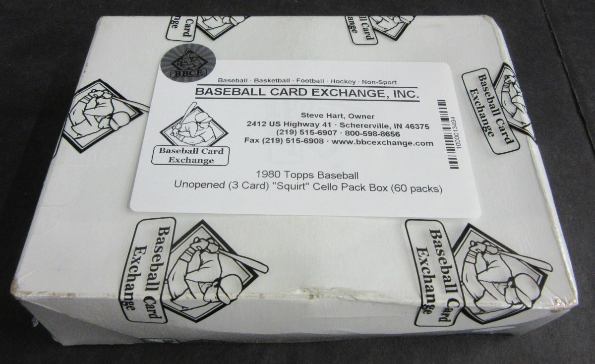 1980 Topps Baseball Unopened Cello Box (3 Card) (60 packs) (Squirt) (BBCE)