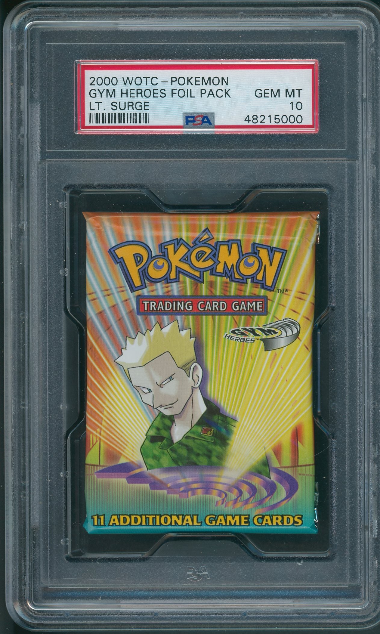 2000 WOTC Pokemon Gym Heroes Foil Pack PSA 10 Lt. Surge