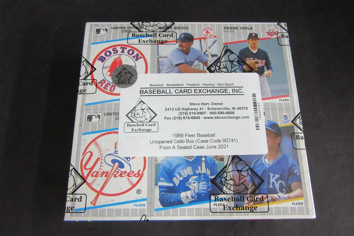 1989 Fleer Baseball Unopened Cello Box (FASC) (Code 90741)