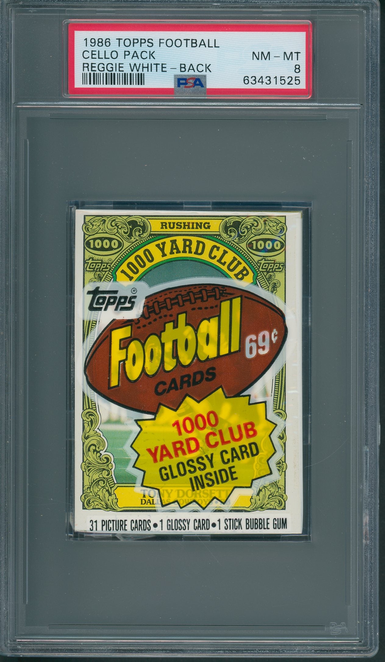 1986 Topps Football Unopened Cello Pack PSA 8 White Back *1525