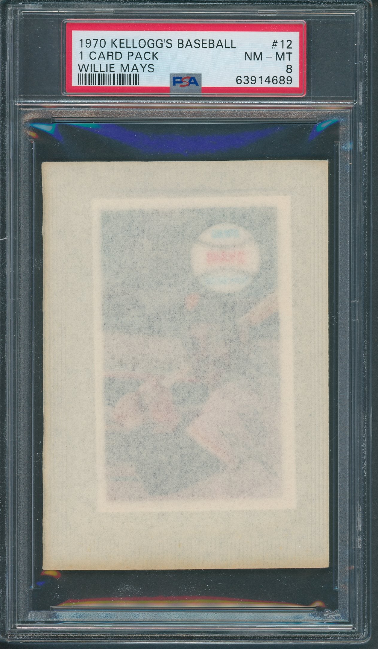 1970 Kellogg's Baseball Unopened Pack Willie Mays PSA 8