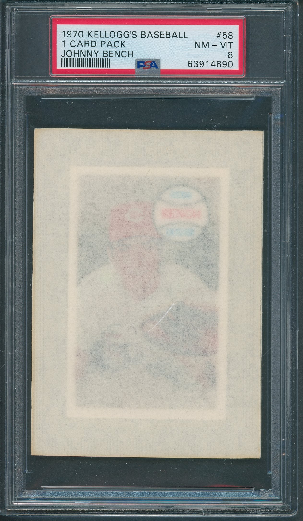 1970 Kellogg's Baseball Unopened Pack Johnny Bench PSA 8