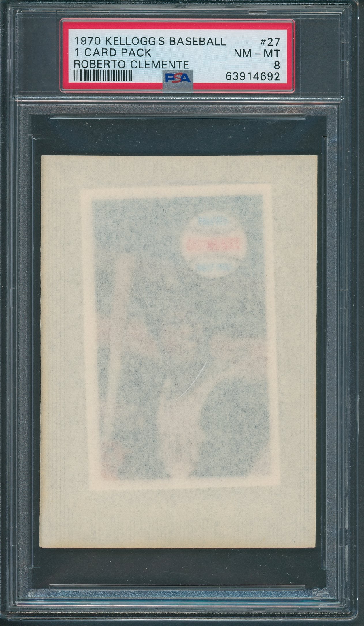 1970 Kellogg's Baseball Unopened Pack Roberto Clemente PSA 8