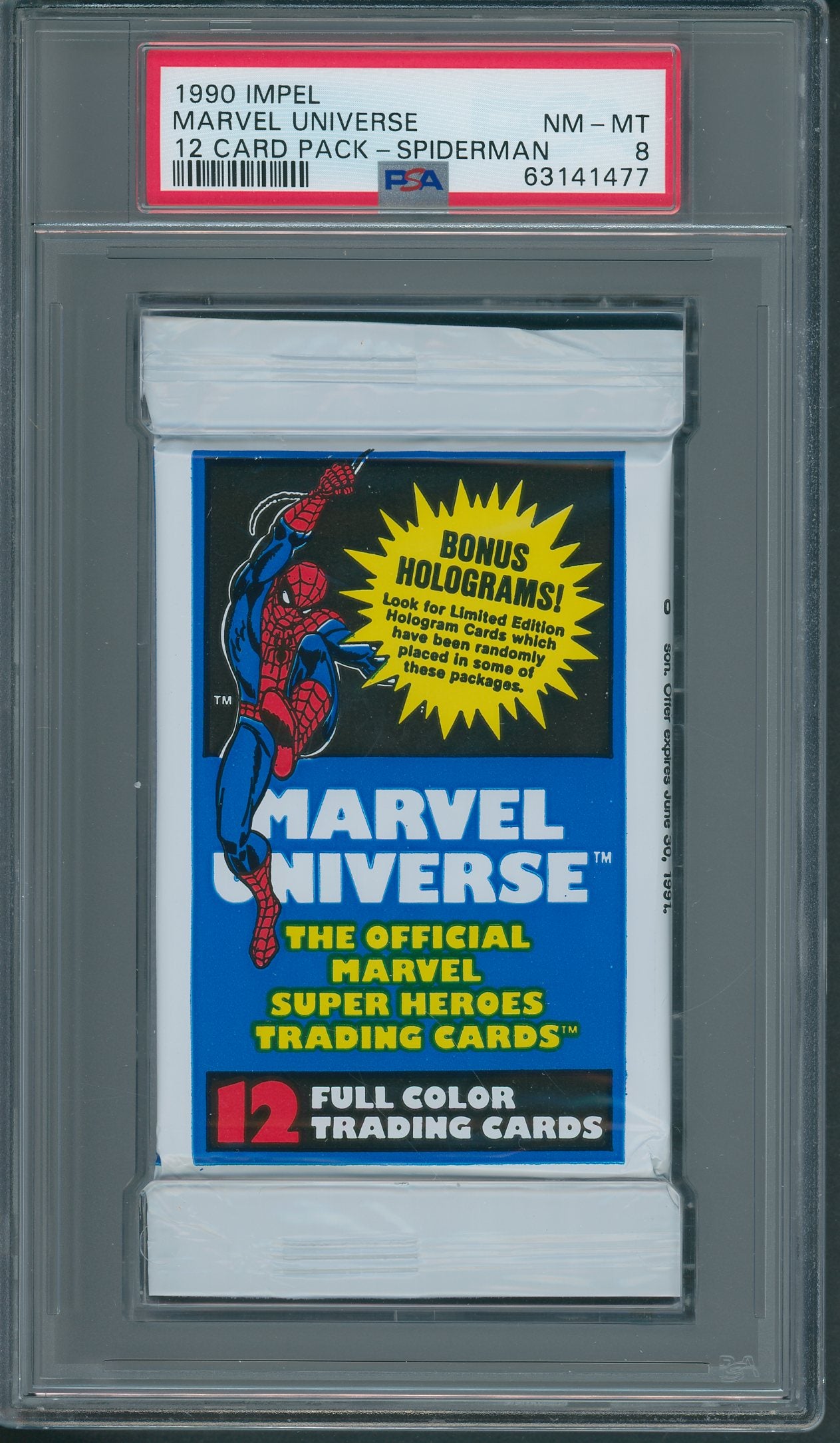 1990 Impel Marvel Universe Unopened Series 1 Pack Spiderman PSA 8