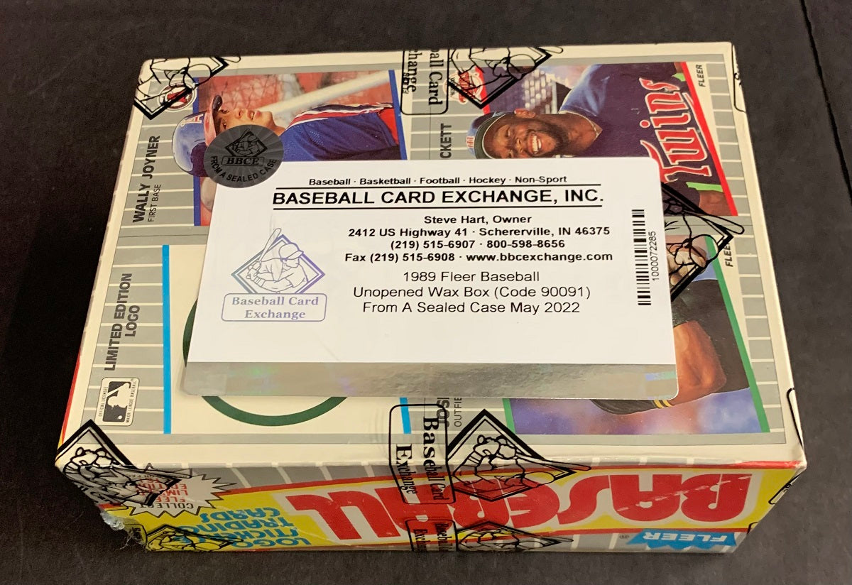 1989 Fleer Baseball Unopened Wax Box (FASC) (Code 83562)