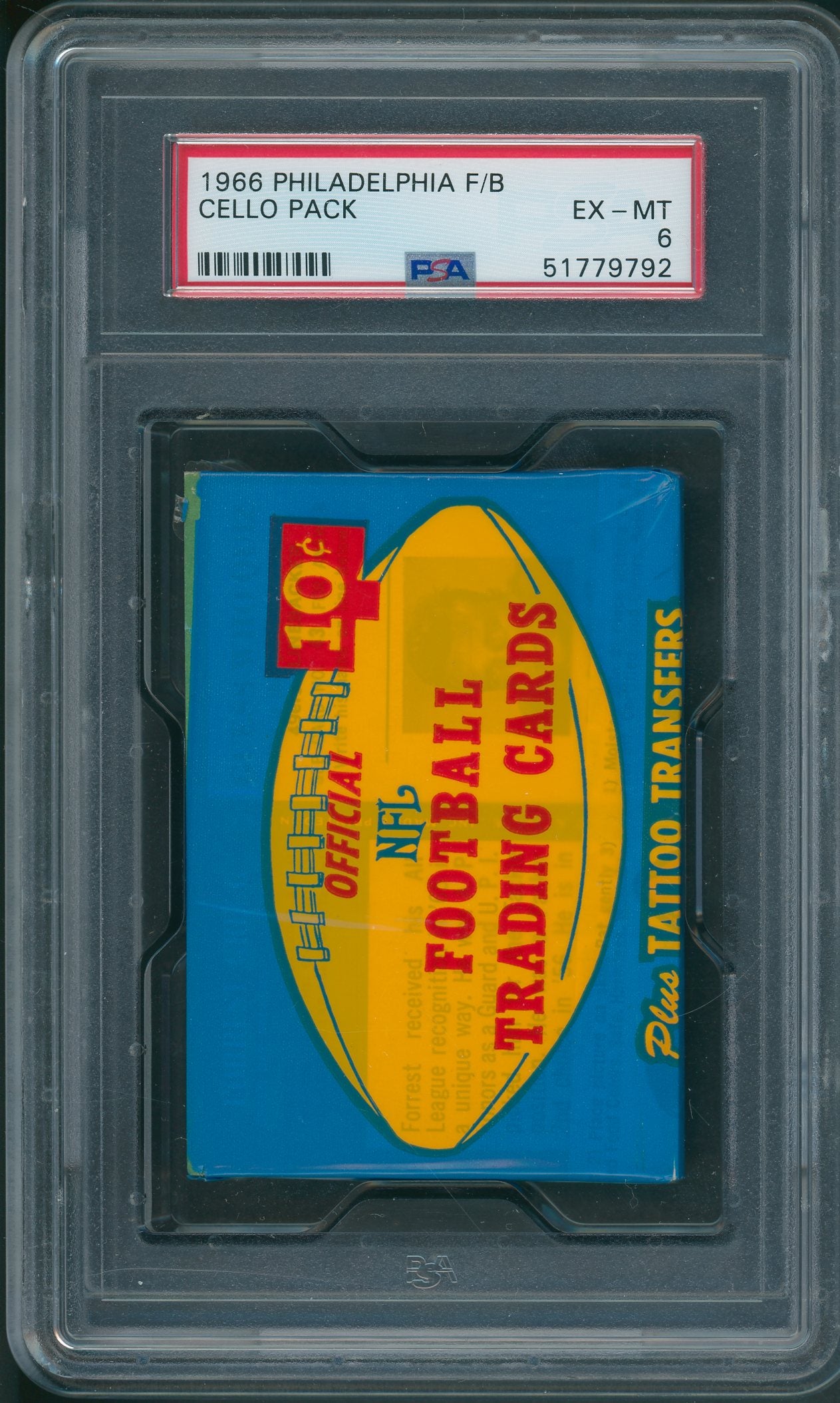 1966 Philadelphia Football Unopened Cello Pack PSA 6 *9792