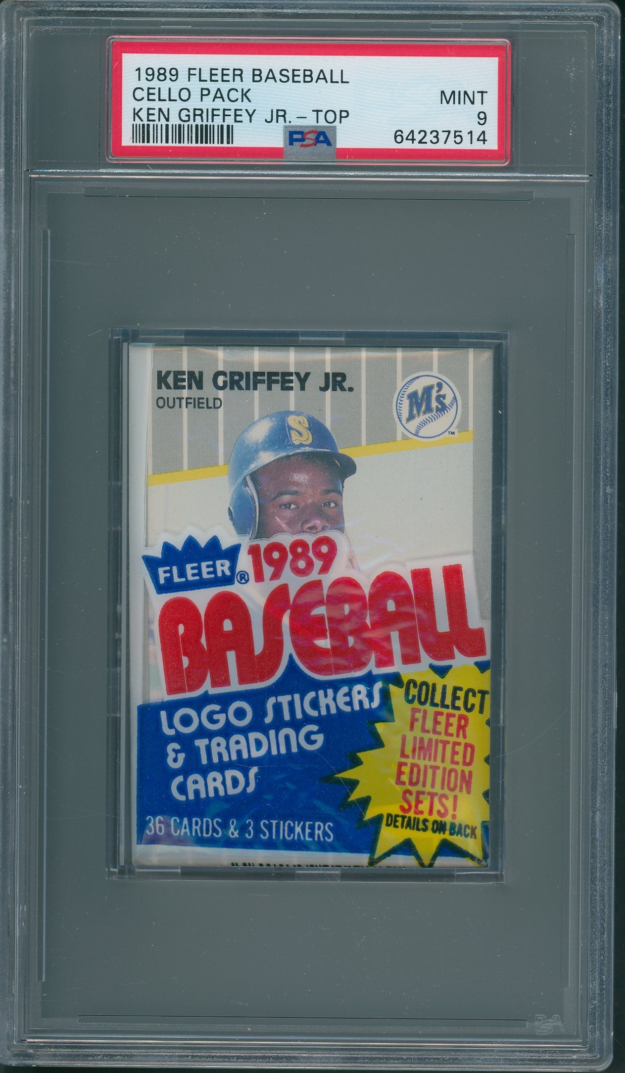 1989 Fleer Baseball Card Pack - Sealed Cello Pack (36 Cards) W/ Griffey Jr., Ryan