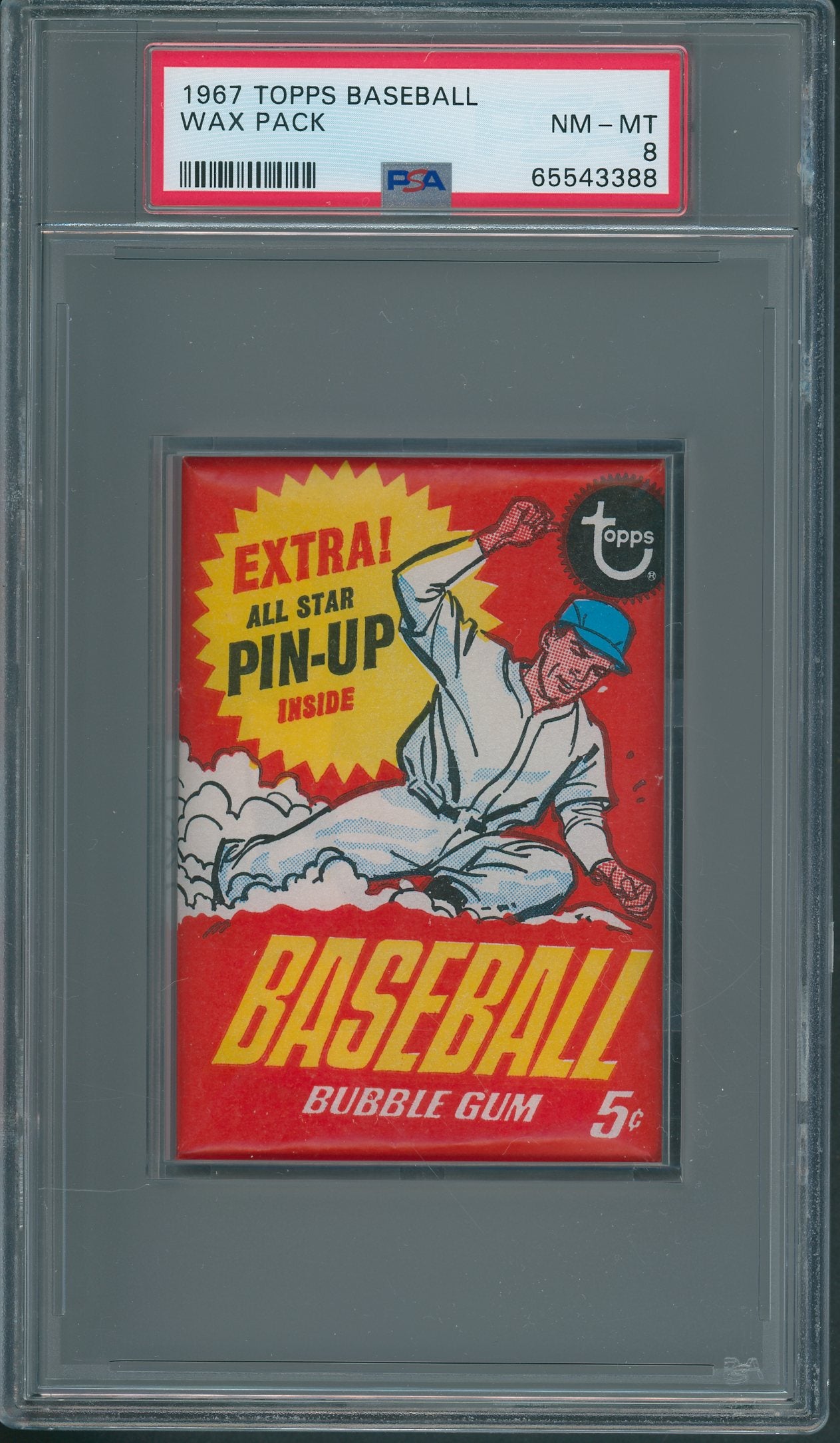 1967 Topps Baseball Unopened Wax Pack PSA 8