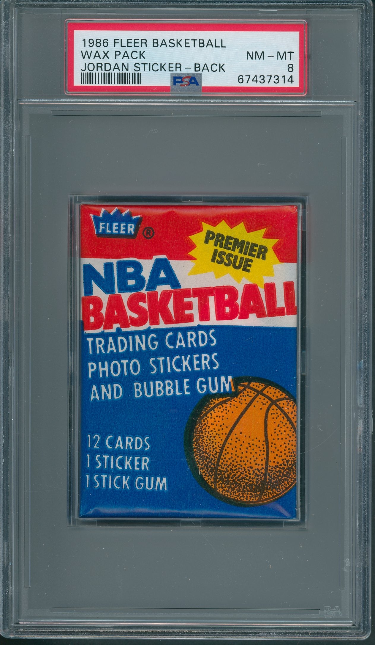 1986 1986/87 Fleer Basketball Unopened Wax Pack PSA 8 Jordan Sticker Back *7314