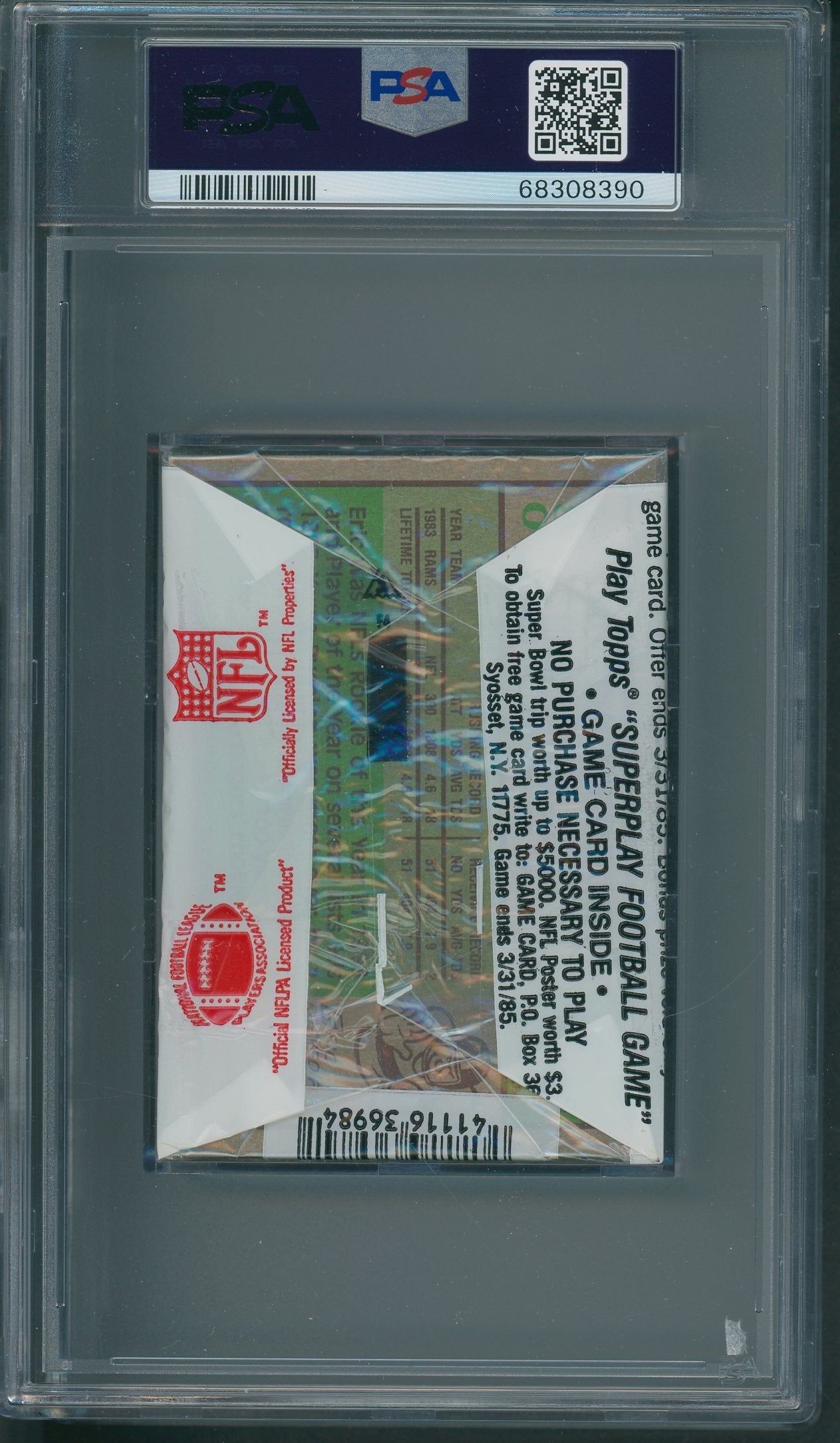 1984 Topps Football Unopened Cello Pack PSA 9 Dickerson Back *8390