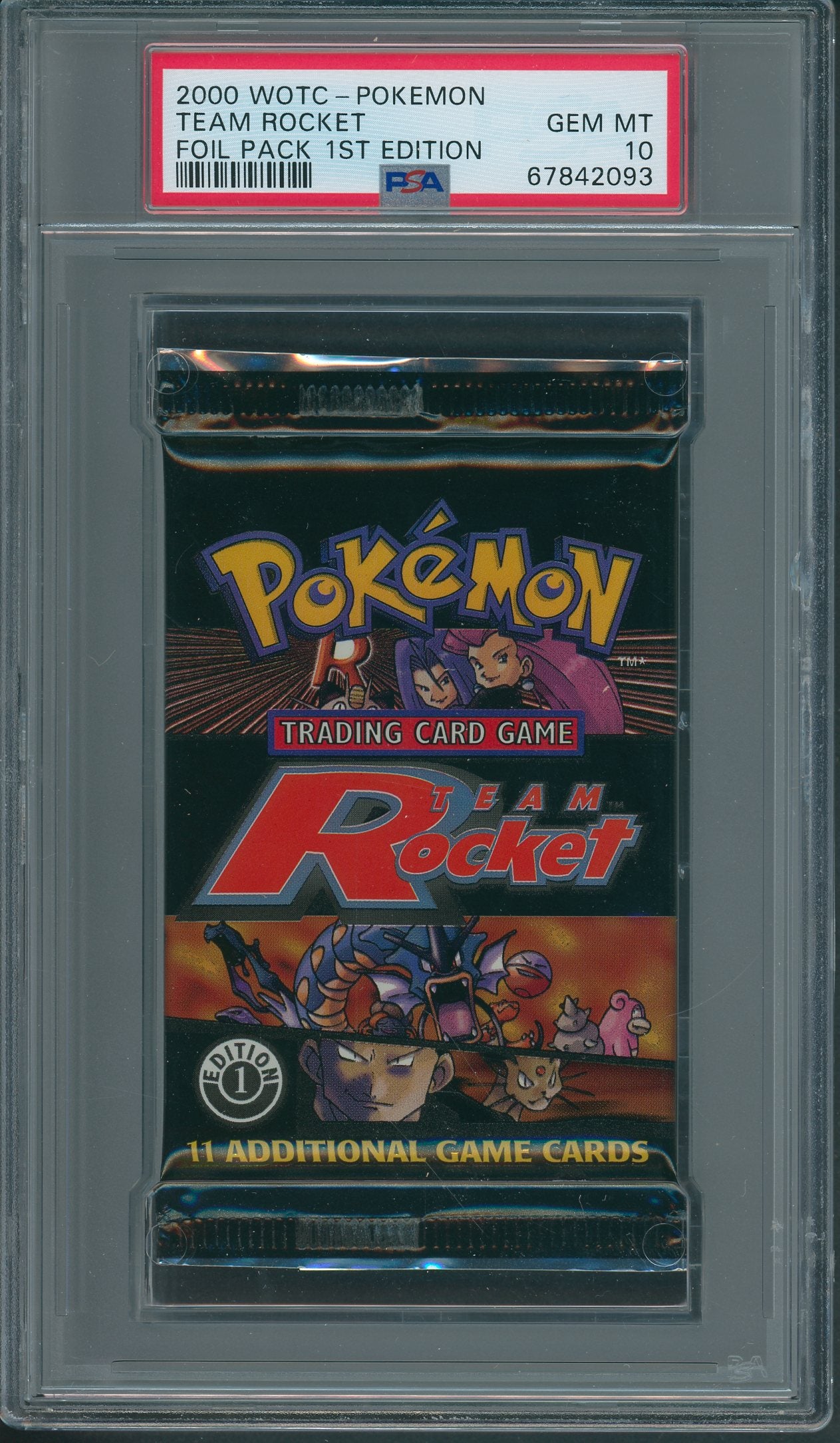 2000 WOTC Pokemon Team Rocket Unopened 1st Edition Foil Pack Team Rocket PSA 10 *2093