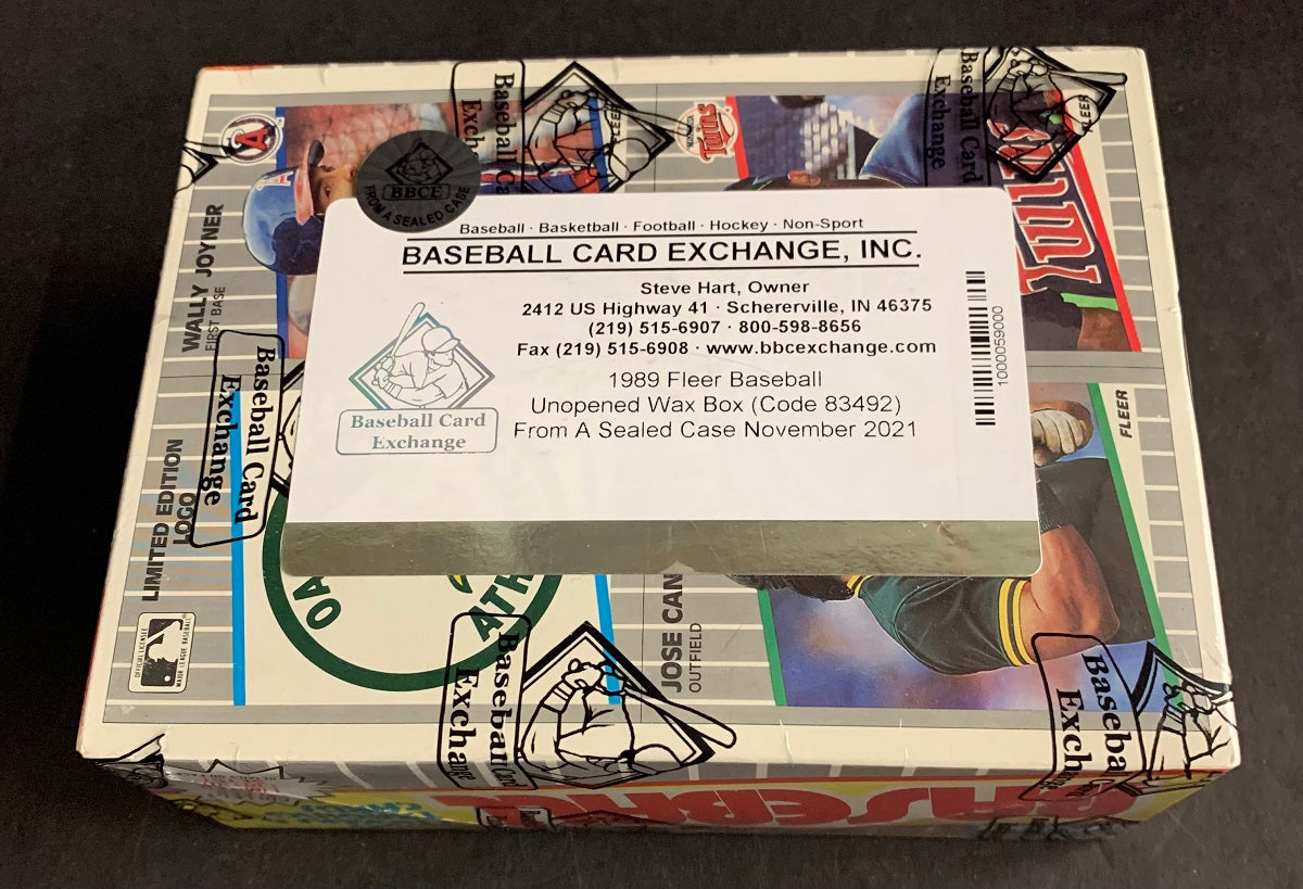 1989 Fleer Baseball Unopened Wax Box (FASC) (Code 83492)