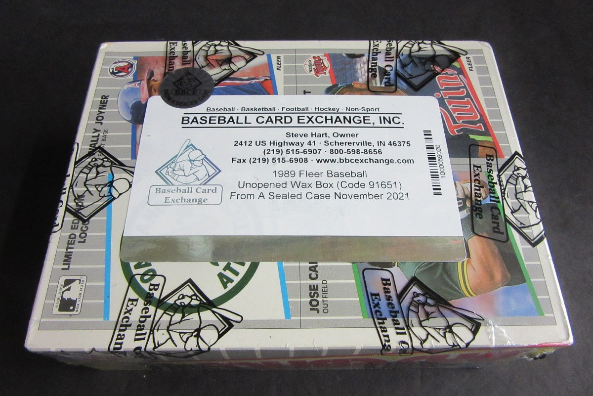 1989 Fleer Baseball Unopened Wax Box (FASC) (Code 91651)