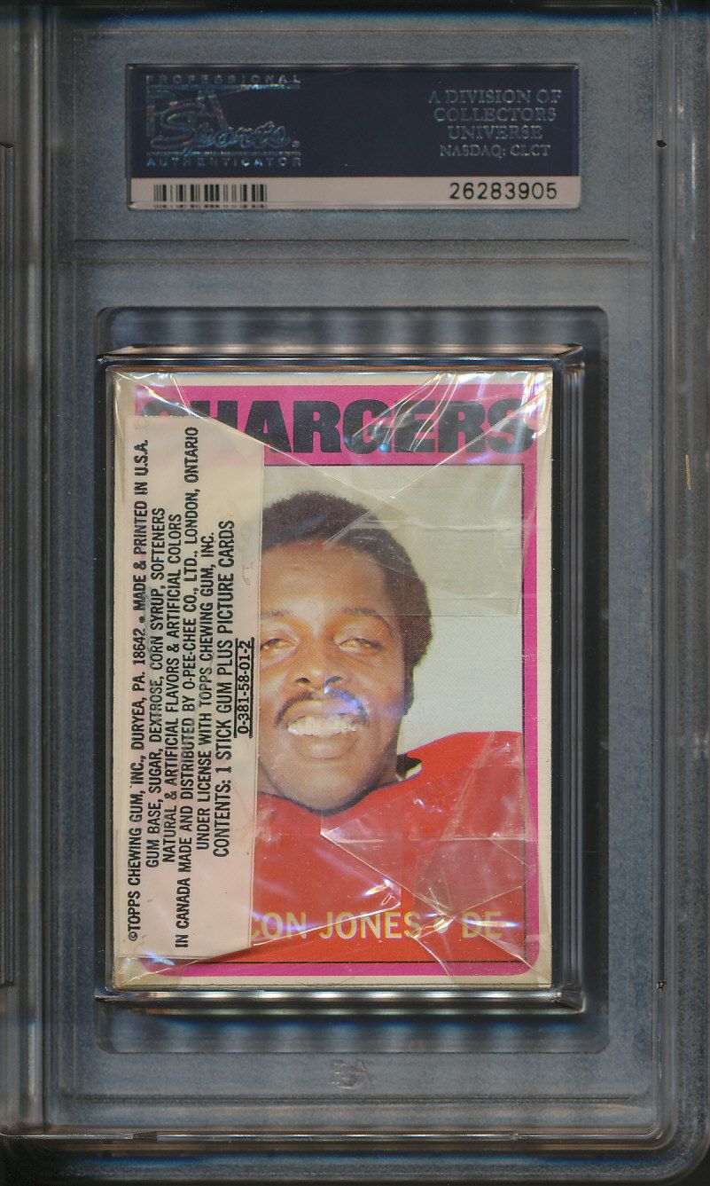 1972 Topps Football Unopened 2nd Series Cello Pack PSA 8