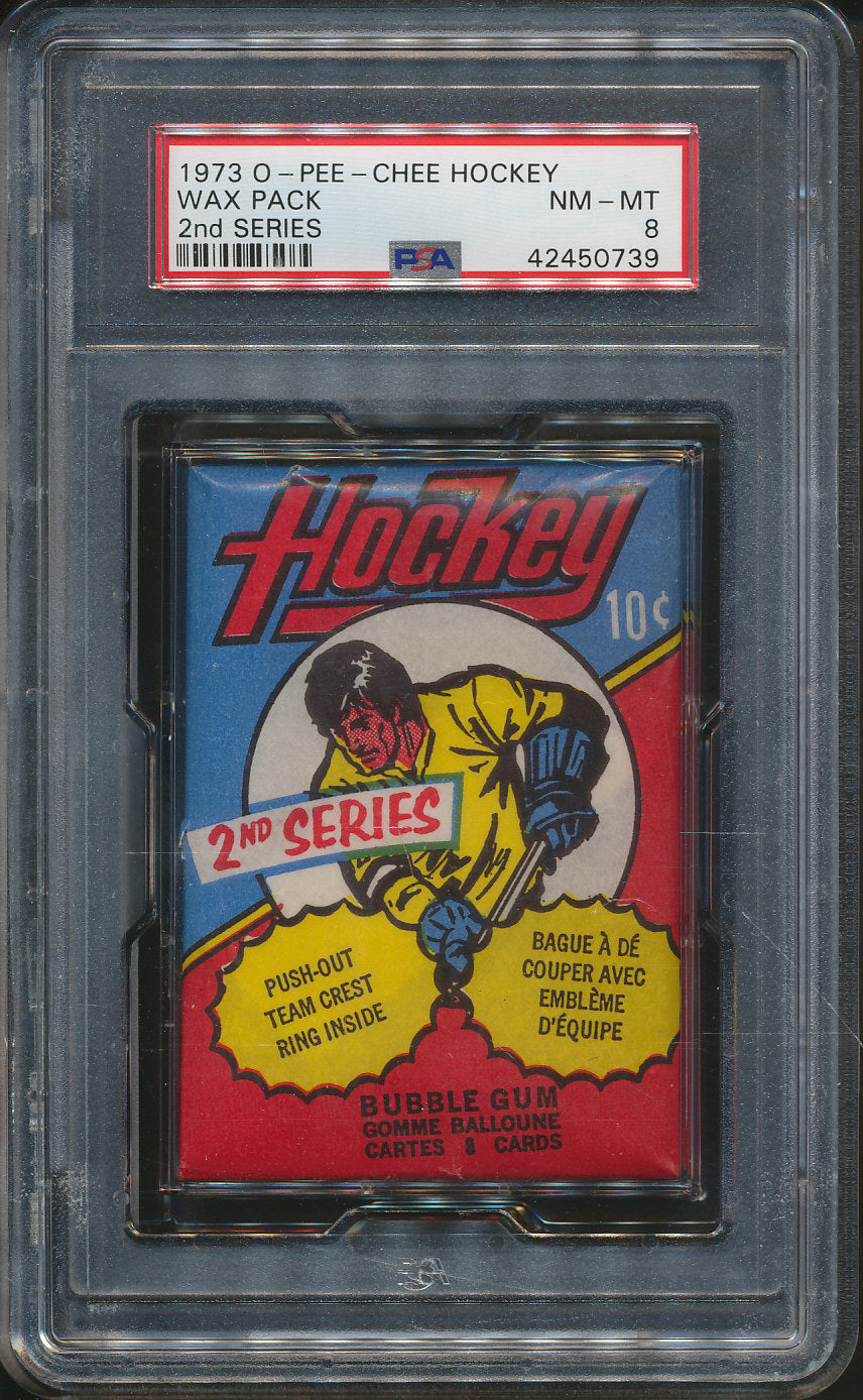 1973/74 OPC O-Pee-Chee Hockey Unopened Ser 2 Wax Pack PSA 8
