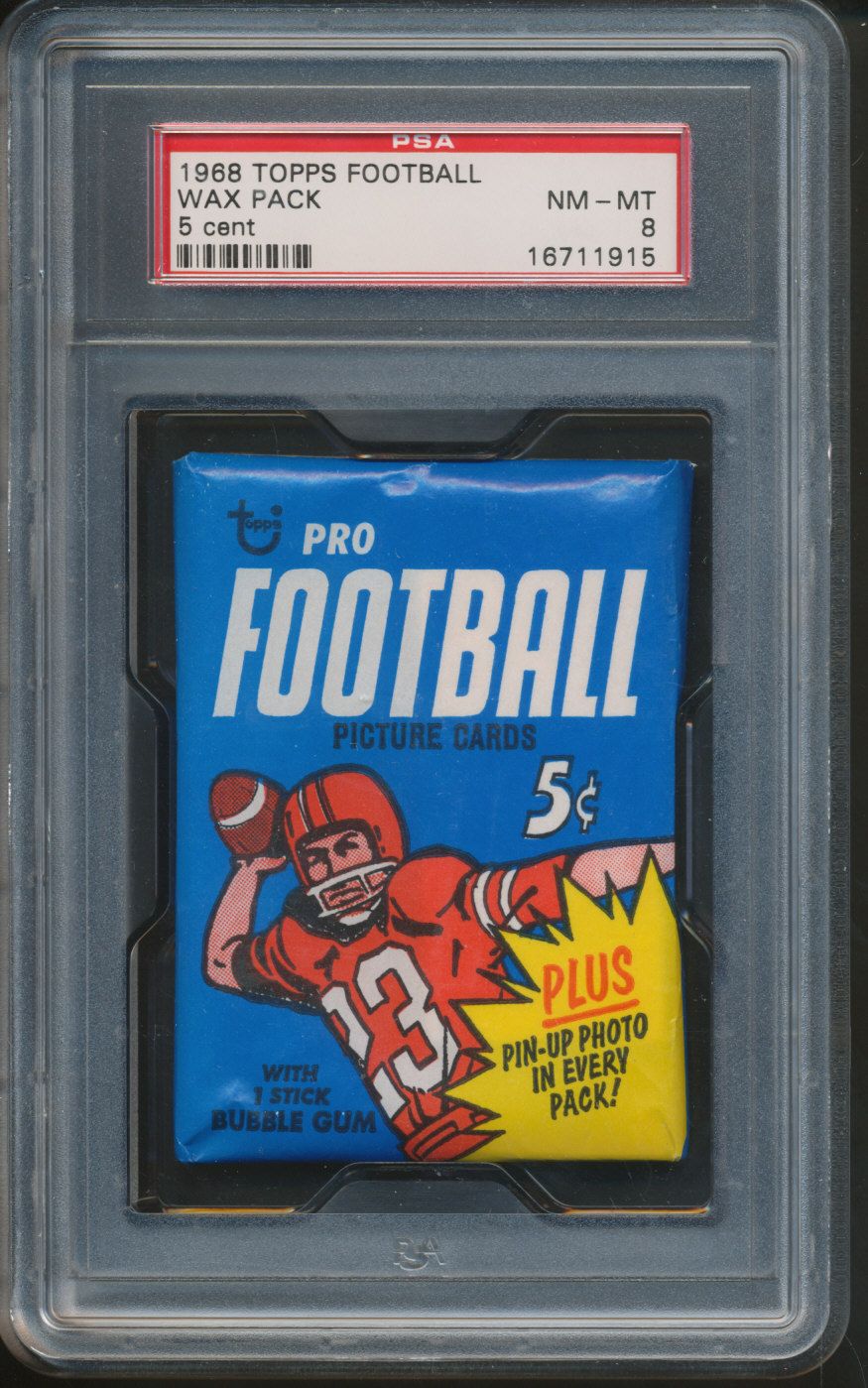 1968 Topps Football Unopened Wax Pack PSA 8