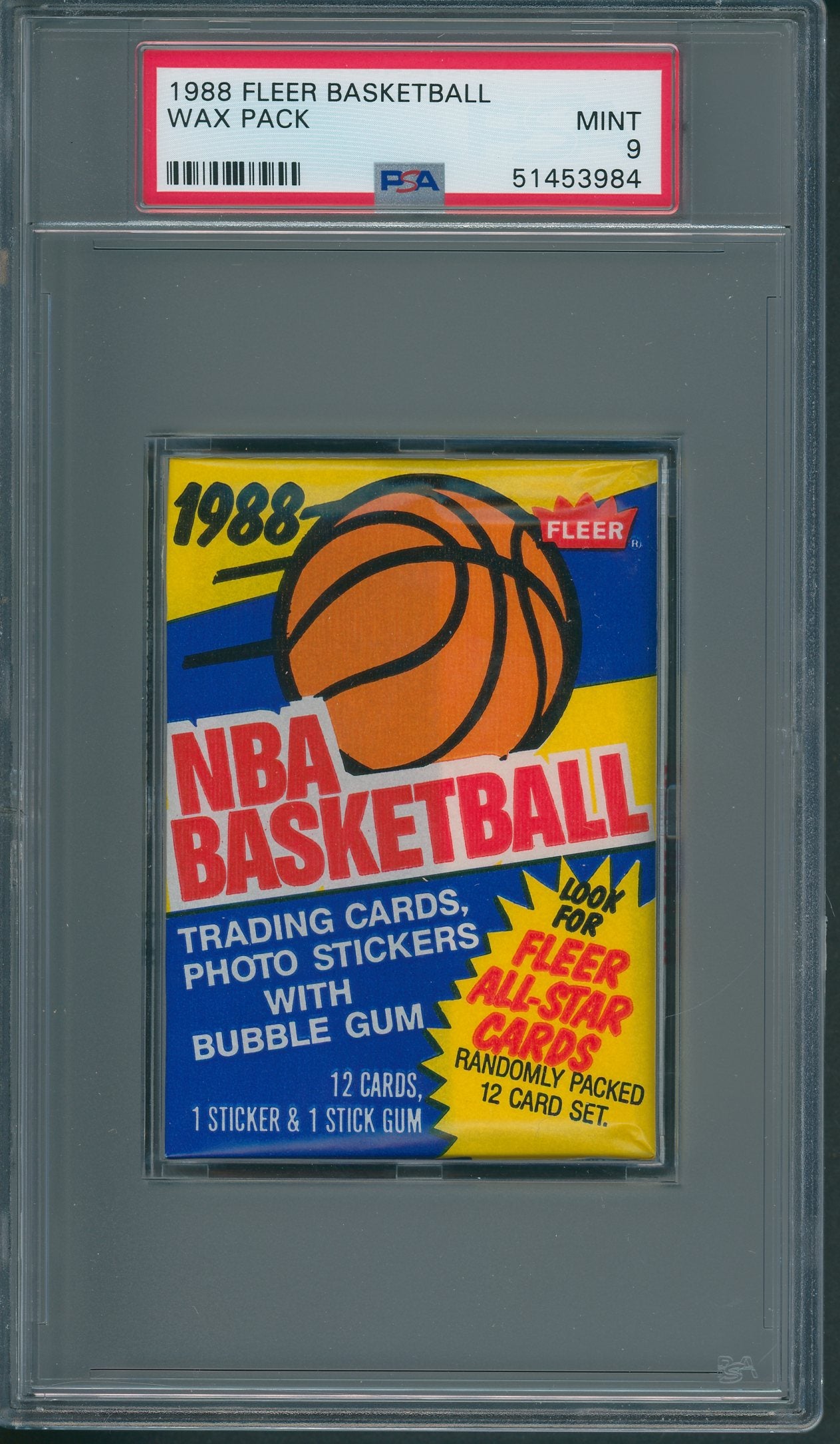 1988 1988/89 Fleer Basketball Unopened Wax Pack PSA 9