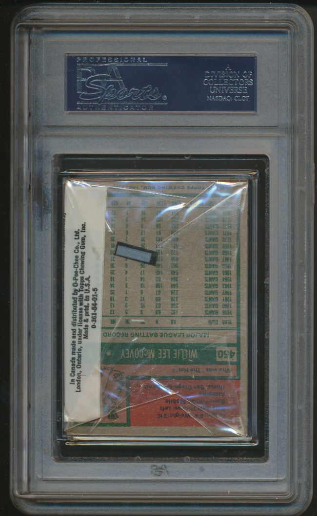 1975 Topps Baseball Unopened Cello Pack PSA 9 McCovey Back