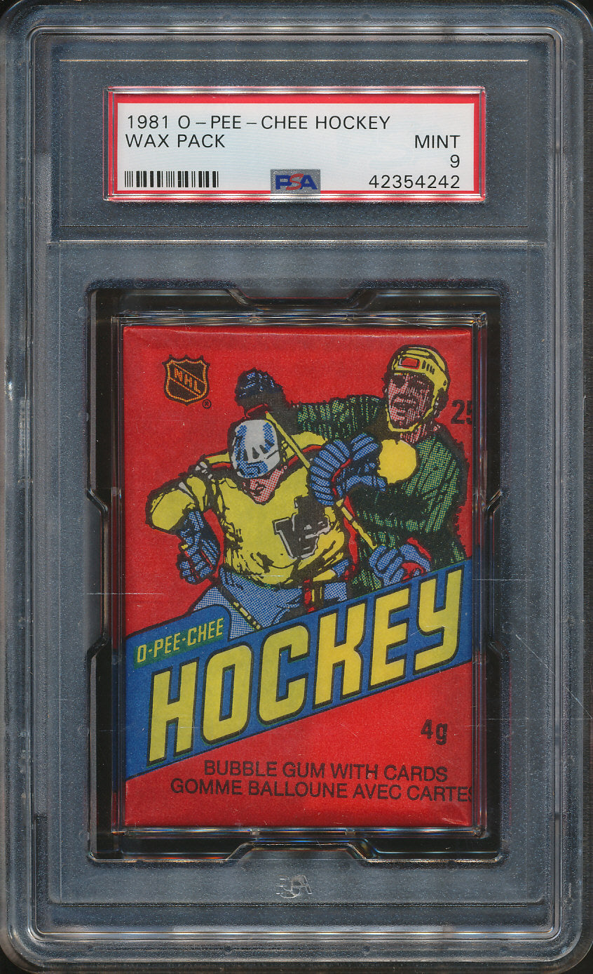 1981/82 OPC O-Pee-Chee Hockey Unopened Wax Pack PSA 9