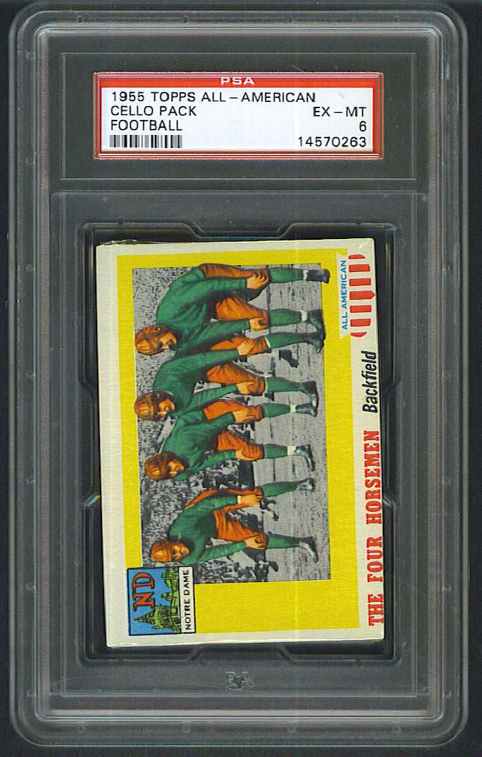 1955 Topps All-American Football Unopened Cello Pack PSA 6 Horseman Top